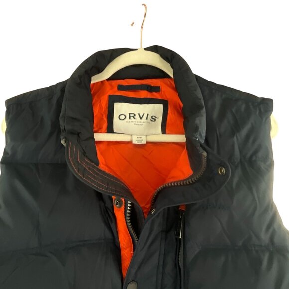 Orvis Down Vest Mens Quilted Outdoors Size M Zipper Pockets High Collar Winter - Picture 2 of 8